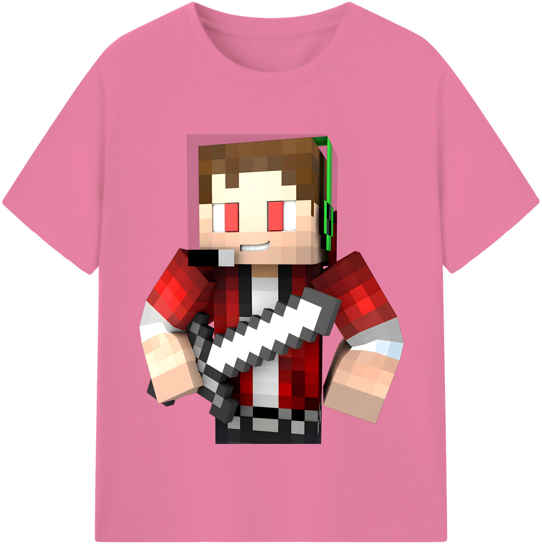 （画像用） マインクラフト ブロックの世界 Minecraft MC Block world 綿100％半袖Tシャツ（フロントプリント）